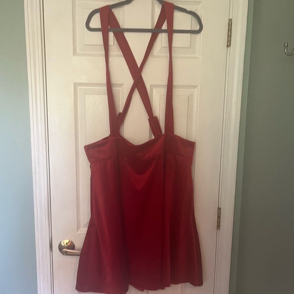 Unique Vintage | Red Corduroy Suspender Skirt | Size 3x / 20